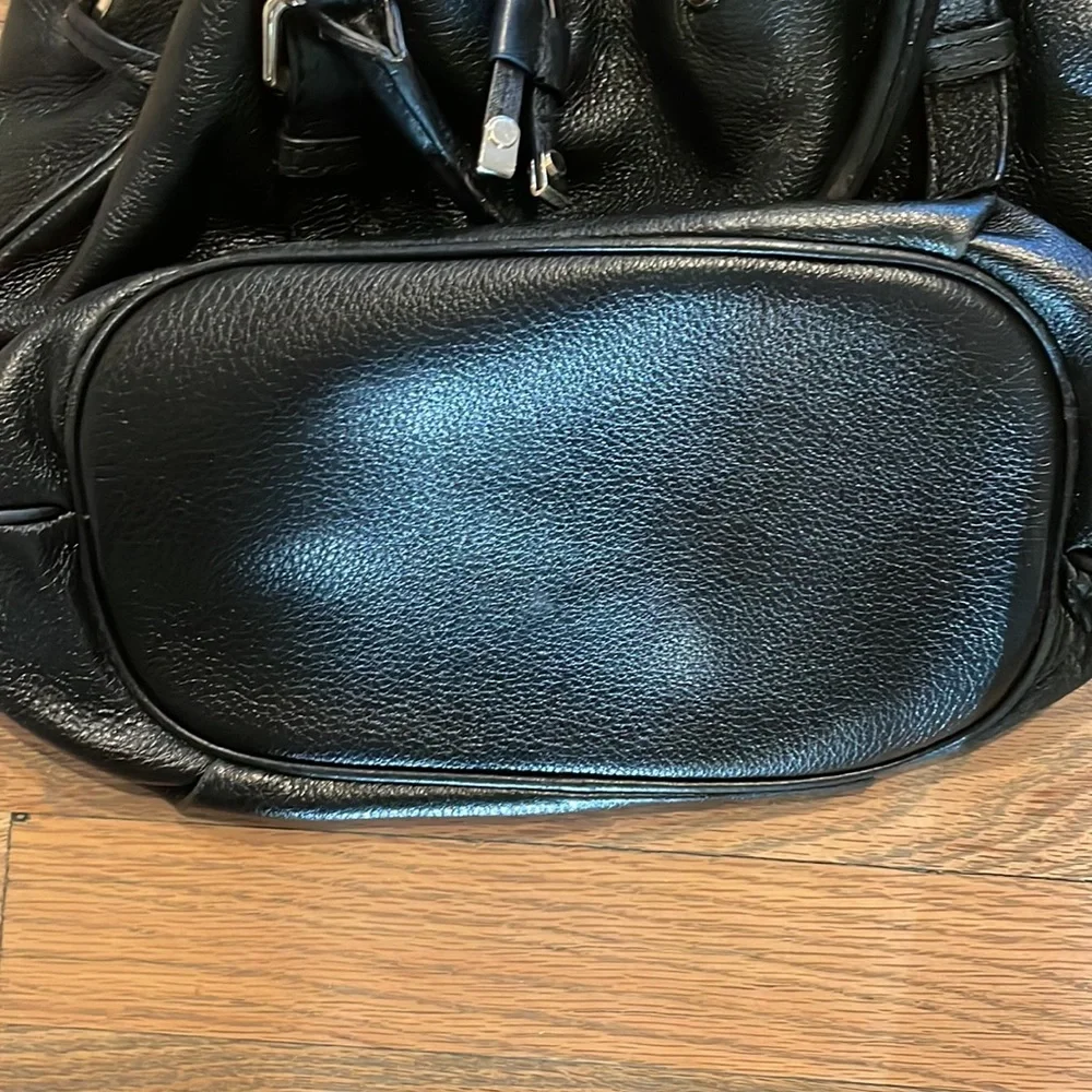 kate spade Black Leather Drawstring Crossbody Bag